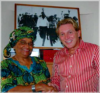 Len Lindstrom with Her Excellency Ellen Sirleaf-Johnson, the President of Liberia
