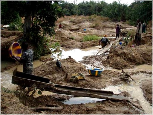 Goban Mountain alluvial flats mining sites