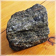 Specimen of sheared rock unit inlaid with multiple layers of chalcopyrite