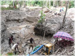 CVI Headquarters village alluvial mining extends upstream to the NW for approx. 2 km indicating potential extension of mineralized zone / CVI